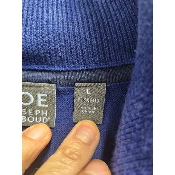 JOE Joseph Abboud Mens Pullover Sweater Large Blue 1/4 Zip Cotton Long Sleeve - Picture 4 of 8